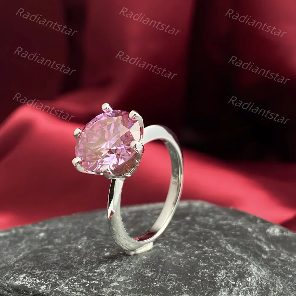 NEW Certified 5 ct. t.w. Pink Moissanite Solitaire 6 Prong Ring
